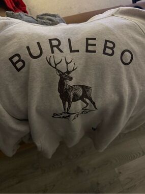 BURLEBO Light Gray Crewneck Sweatshirt with Deer Graphic